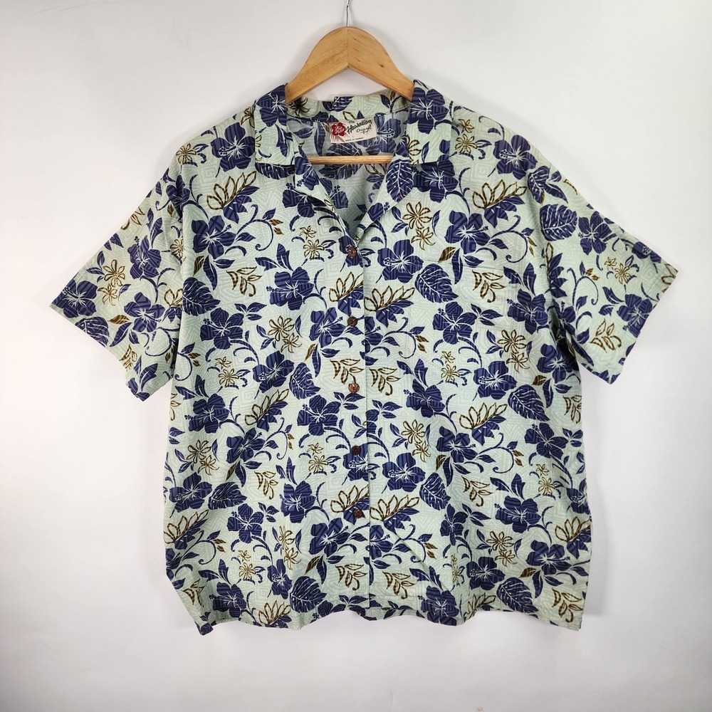 Hilo Hattie Hawaiian Original Top Women's L Boyfriend Style Tropical Floral